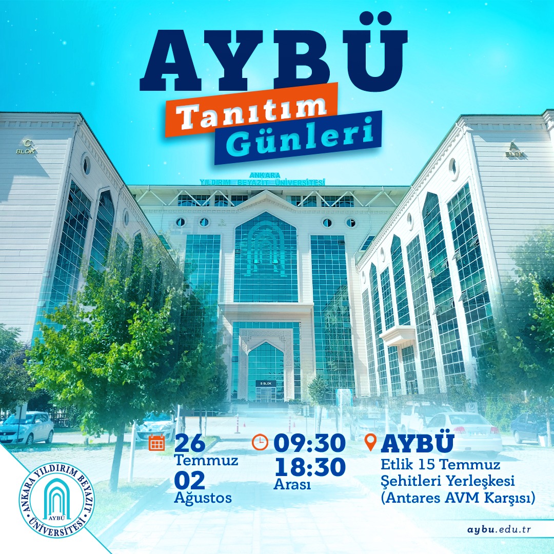 Eveeeet!😎Sabırsızlıkla beklenen #AYBÜ Tanıtım Günleri'nin detayları belli oldu. 

🗓️26 Temmuz - 02 Ağustos tarihleri arasında tüm öğrenci ve velilerimizi Etlik 15 Temmuz Şehitleri Yerleşkesine bekliyoruz.