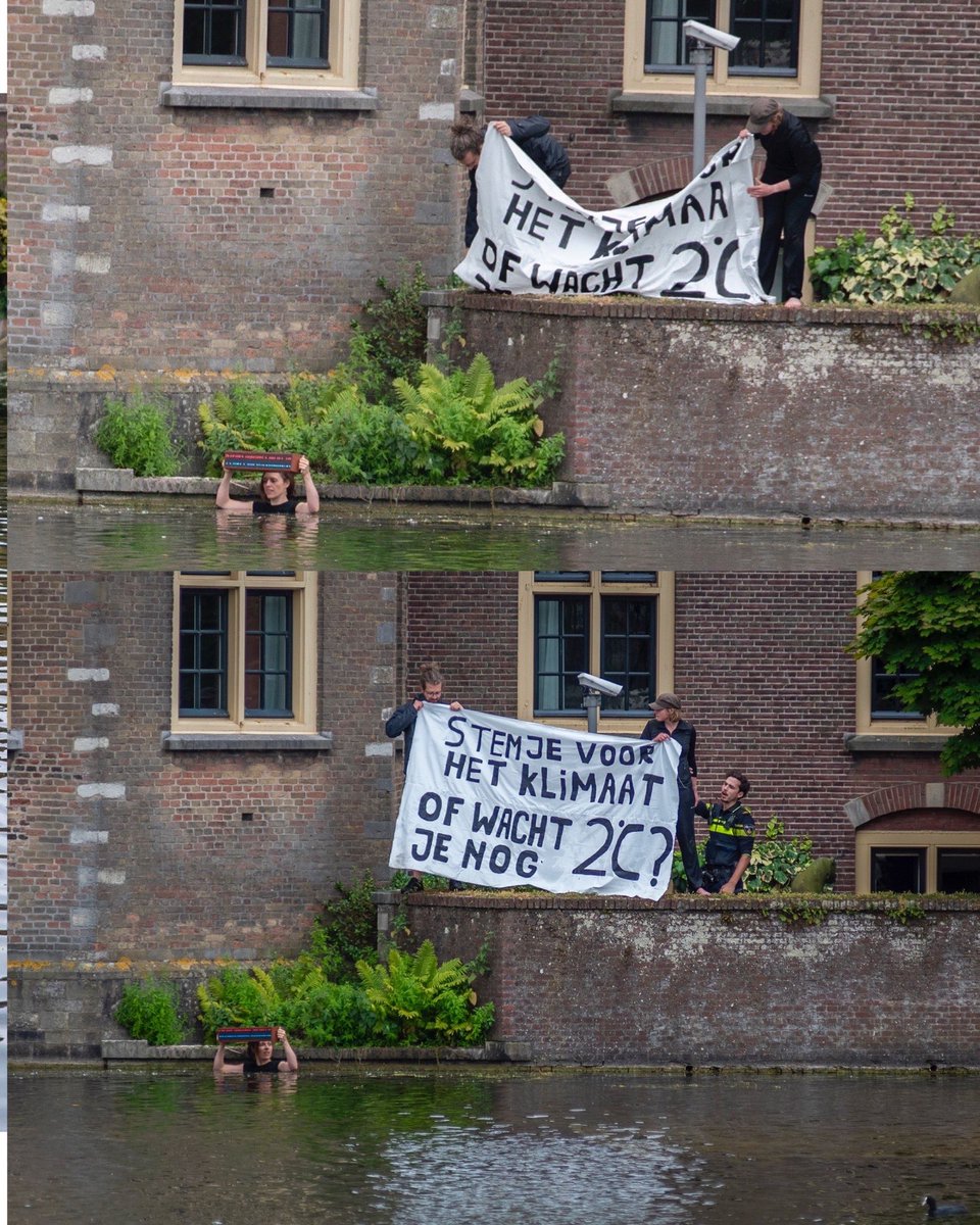 Look at the badass people from <a href="/NLRebellion/">Extinction Rebellion Nederland</a> who waded through water with the clock above their head. They were arrested and set free. Time to Act is Now. Get involved any way you can! #ClimateEmergency