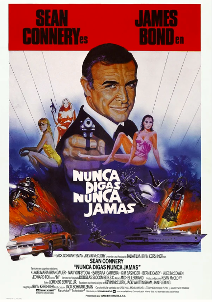bauldelcastillo's tweet photo. Después llegaría Nunca digas nunca jamás, dirigida por Irvin Kershner y protagonizada por Sean Connery. Con un presupuesto mayor, alcanzó menor taquilla que su competidora, pero suponía el retorno al papel del primer 007.

Nuestra reseña: https://t.co/JQYtcCN5T7 https://t.co/V9iOIsduYs