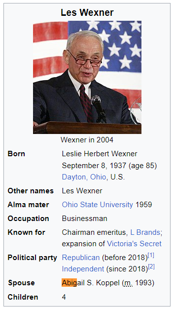 Les Wexner married to Abigail Koppel  Donated to both parties, though they seem to favor the Dems.
Cory Booker D (NJ), Michael Bennett D (CO), Paul Ryan R (WI) Romney R 
Millions of dollars buying our politicians on both sides.  
#ThesePeopleAreSick
@idontexistTore https://t.co/RTfbxUe8hY