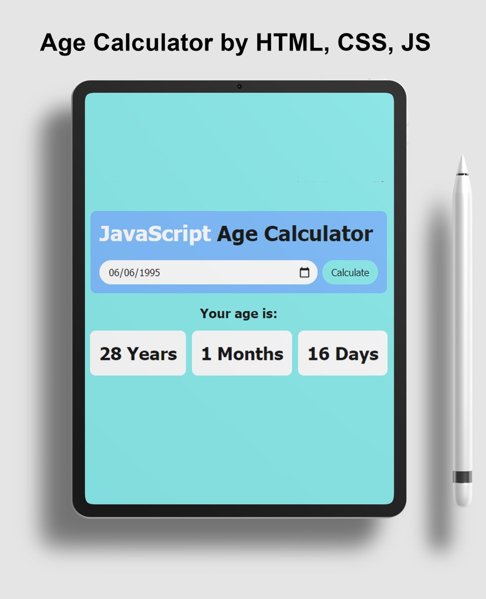 habibcoder's tweet image. This is an Age Calculator and I have made this age calculator with HTML, CSS and JavaScript
#habibcoder #agecalculator #webdeveloper #webdesigner #wordpress #wordpressdeveloper