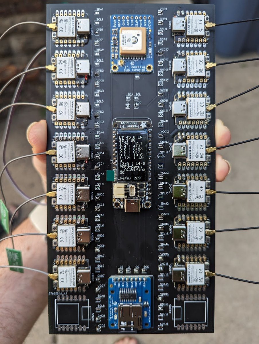 Couple of hours of soldering later and she's working like a champ! 

Found 210 networks on a quick walk down the block. 

If you'd like to learn more about the Wifydra and how to make your own come to my <a href="/defcon/">DEF CON</a> 31 talk at the Demo Lab on Saturday from 10AM to Noon!