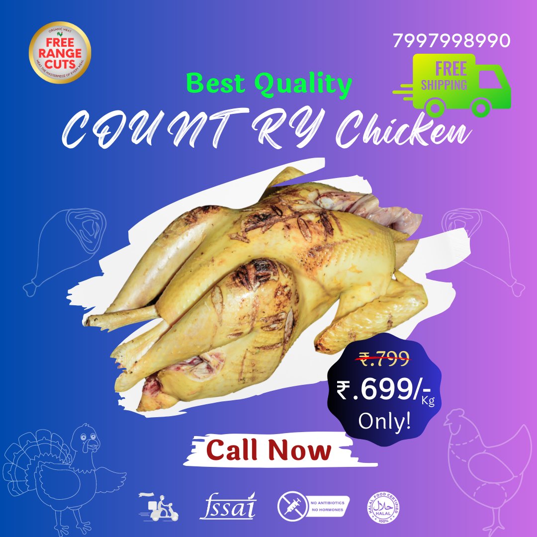 * Fresh #Chicken, #CountryChicken, #Turkeychicken #Kadaknath Curry Cut at FreeRange Cuts
* Call /What's App 079979 98990
* Buy Now Fresh Meat & Fast delivery 90 mins To Your Doorstep

More Info :-
Call /What's App +91 7997998990
#turkeymeat #freshchicken #freshmeat #organicmeat