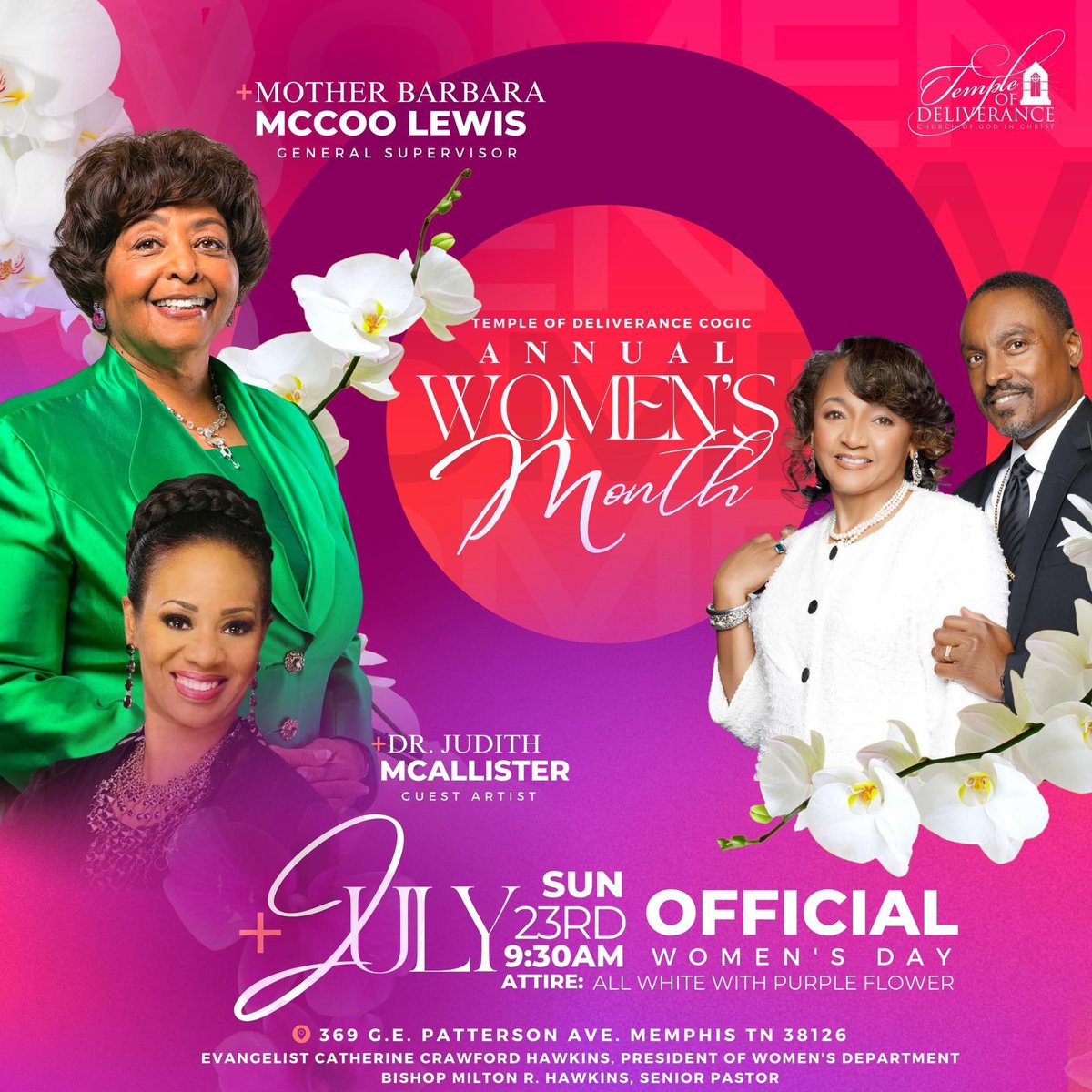 Mother Barbara McCoo Lewis &amp; Dr. Judith Christie McAllister Join Us Tomorrow at 9:30am cst for Annual Women’s Day! - eepurl.com/iwcfLA