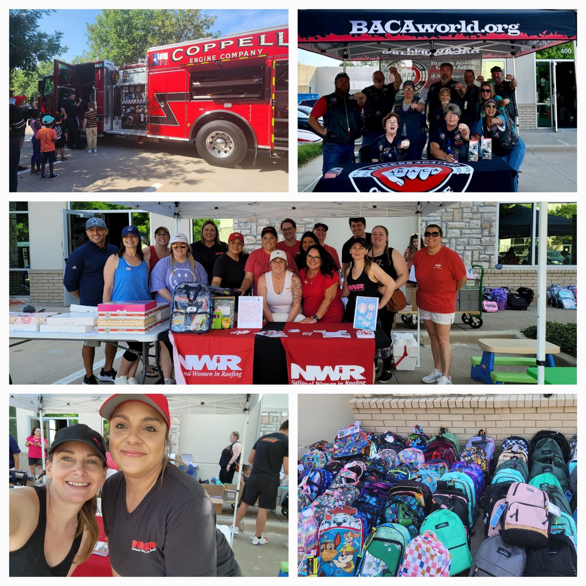 What a great event today for the back to school drive benefiting <a href="/GenesisShelter/">Genesis Women’s Shelter & Support</a>. 
<a href="/NatRoofPartners/">National Roofing Partners</a> <a href="/NatlWomeninRoof/">NationalWomeninRoof</a> @KPostDFW <a href="/BeaconBuilds/">Beacon Building Products</a> <a href="/MetalEraRoofing/">Metal-Era, Inc.</a> <a href="/CarlisleSynTec/">Carlisle SynTec Systems</a> <a href="/CoppellFire/">Coppell Fire</a>