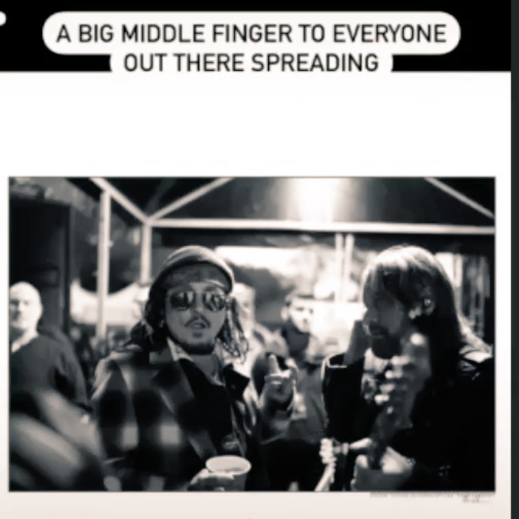 0517pomta's tweet photo. Dear Twitter,

The world blamed Johnny Depp irresponsibly because you spread lies again.
But Hollywood Vampires have risen above the lies! 🖕
He won!
We won!
Truth always win!
#JohnnyDeppDeservesAnApology
📷️Kyler Clark https://t.co/8KMNwlWOVX
