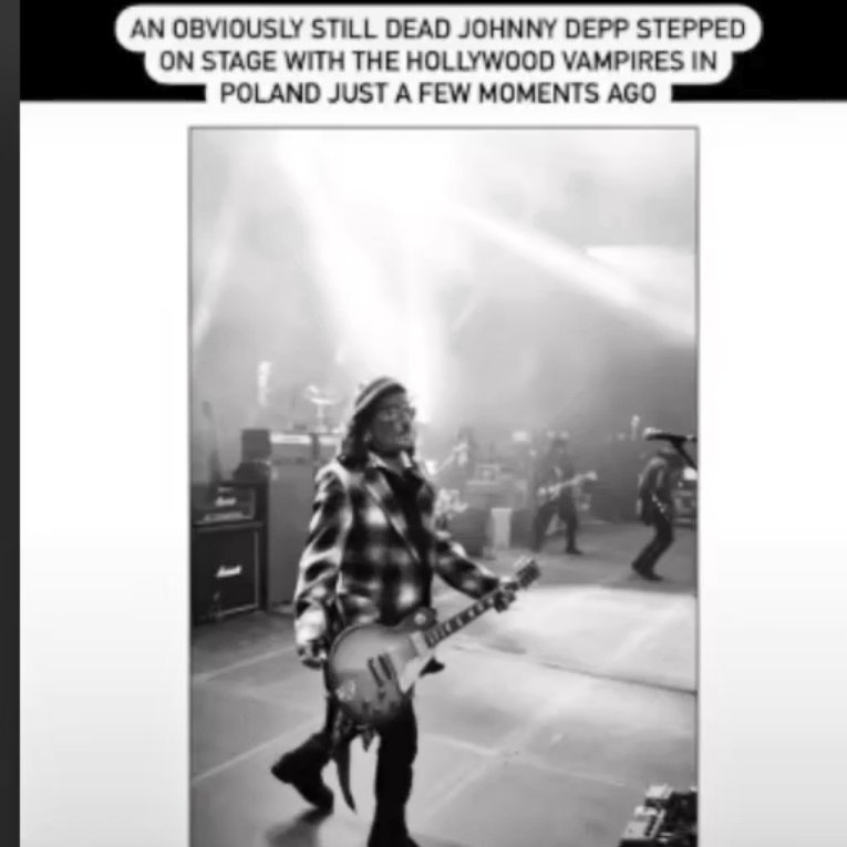 0517pomta's tweet photo. Dear Twitter,

The world blamed Johnny Depp irresponsibly because you spread lies again.
But Hollywood Vampires have risen above the lies! 🖕
He won!
We won!
Truth always win!
#JohnnyDeppDeservesAnApology
📷️Kyler Clark https://t.co/8KMNwlWOVX