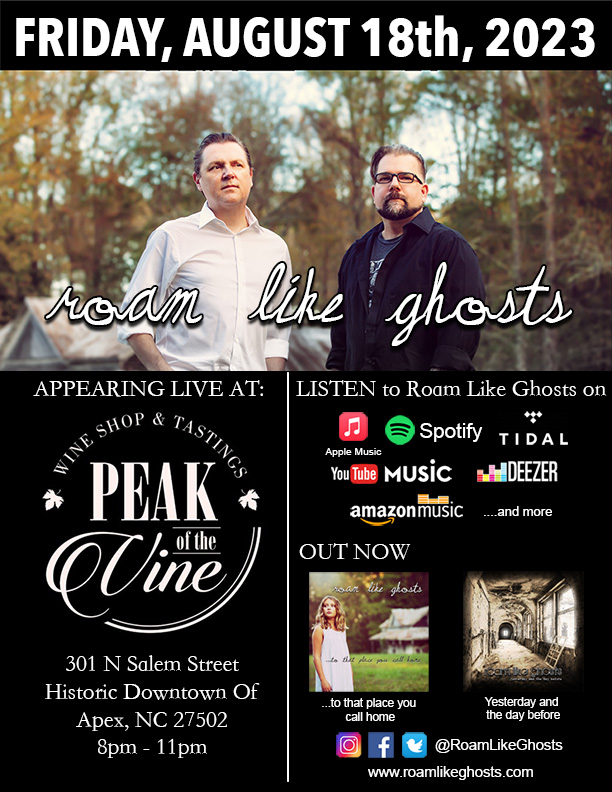 Roam Like Ghosts (@roamlikeghosts) on Twitter photo Roam Like Ghosts appearing at Peak of the Vine in Apex, NC August 18th
#emoacana #emocountry #americana #alternativeacoustic #indieacoustic #indiefolk <a href="/ApexNCdotCom/">ApexNC.com</a> <a href="/peakofthevine/">peakofthevine</a> <a href="/buckyfairfax/">Bucky</a> <a href="/mdversion01/">Mathew Daugherty</a> Roam Like Ghosts appearing at Peak of the Vine in Apex, NC August 18th
#emoacana #emocountry #americana #alternativeacoustic #indieacoustic #indiefolk <a href="/ApexNCdotCom/">ApexNC.com</a> <a href="/peakofthevine/">peakofthevine</a> <a href="/buckyfairfax/">Bucky</a> <a href="/mdversion01/">Mathew Daugherty</a>