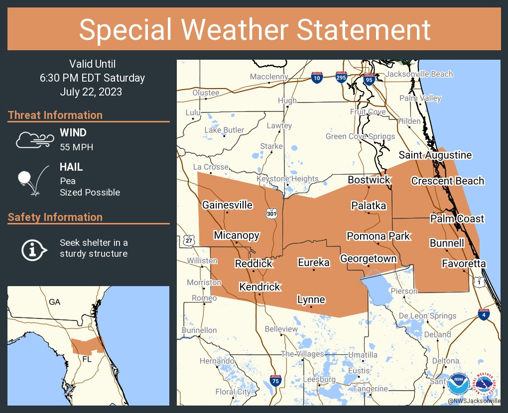 NWS Jacksonville on Twitter "A special weather statement has been