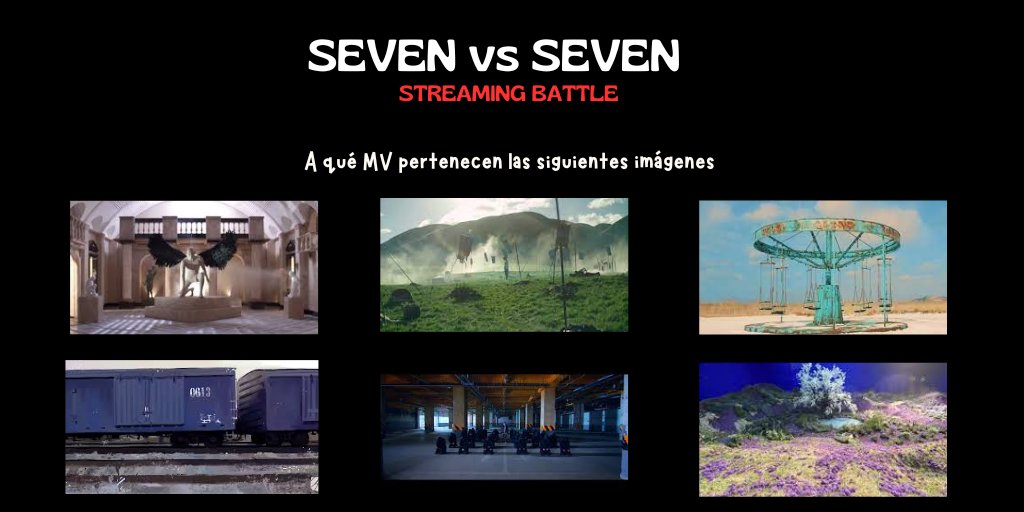 PromoBtsARG's tweet photo. ⚔️ STREAMING BATTLE⁷ ⚔️
DINÁMICA
— A qué MV pertenecen las siguientes imágenes? 🔍
Deja tus respuestas en tweet separados junto a tus capturas de stream. Usa↓
🔑 SEVEN VS SEVEN BATTLE
SEVEN CLEAN #SevenClean
🔥💜VAMOS EQUIPO CLEAN 🔥💜 https://t.co/C7lcujEZEc