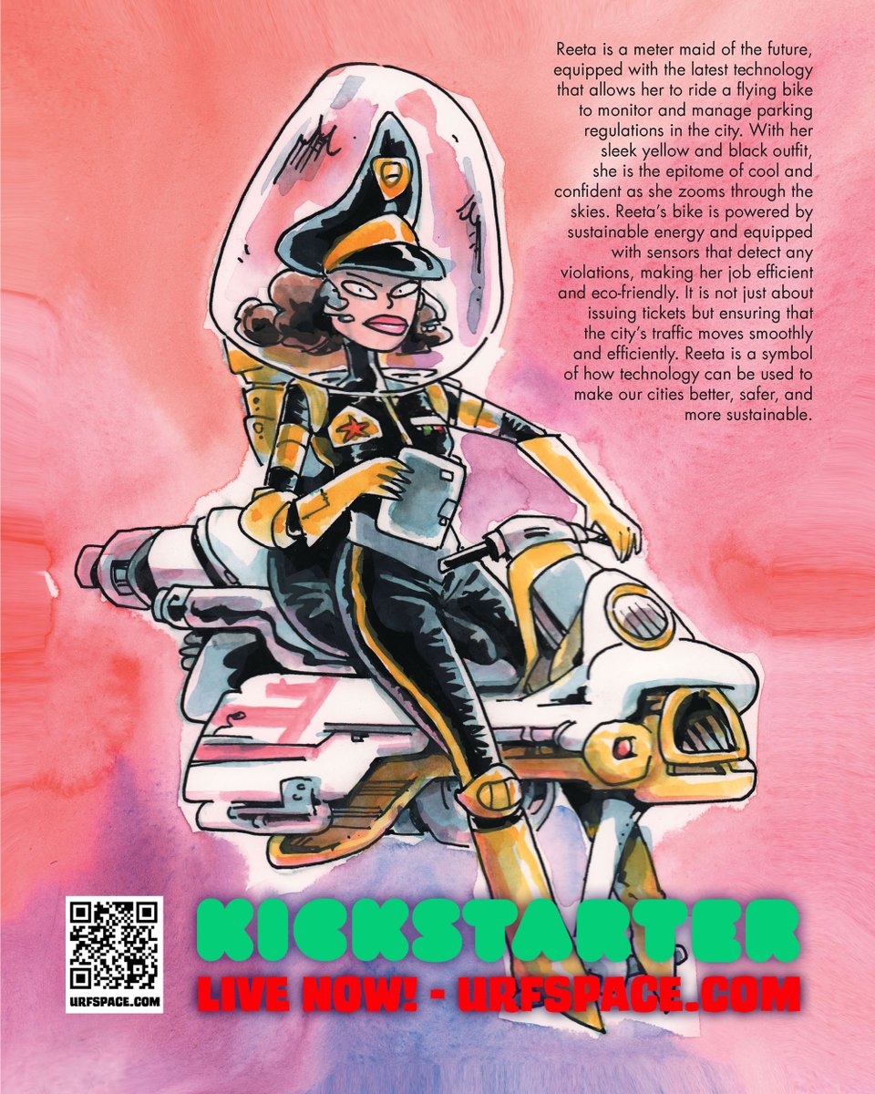 Pewfell's tweet photo. Keep on moving to the music of #Urfspace. Kickstarting now @ https://t.co/qyb0ZnHV1L
#art #scifi #kickstarter #kickstartingnow #comics #illustration #music #metermaid #uniform #bike #hoverbike #pinup #astronautgirl #sustainability #traffic #flow https://t.co/HrUCYTSCJR