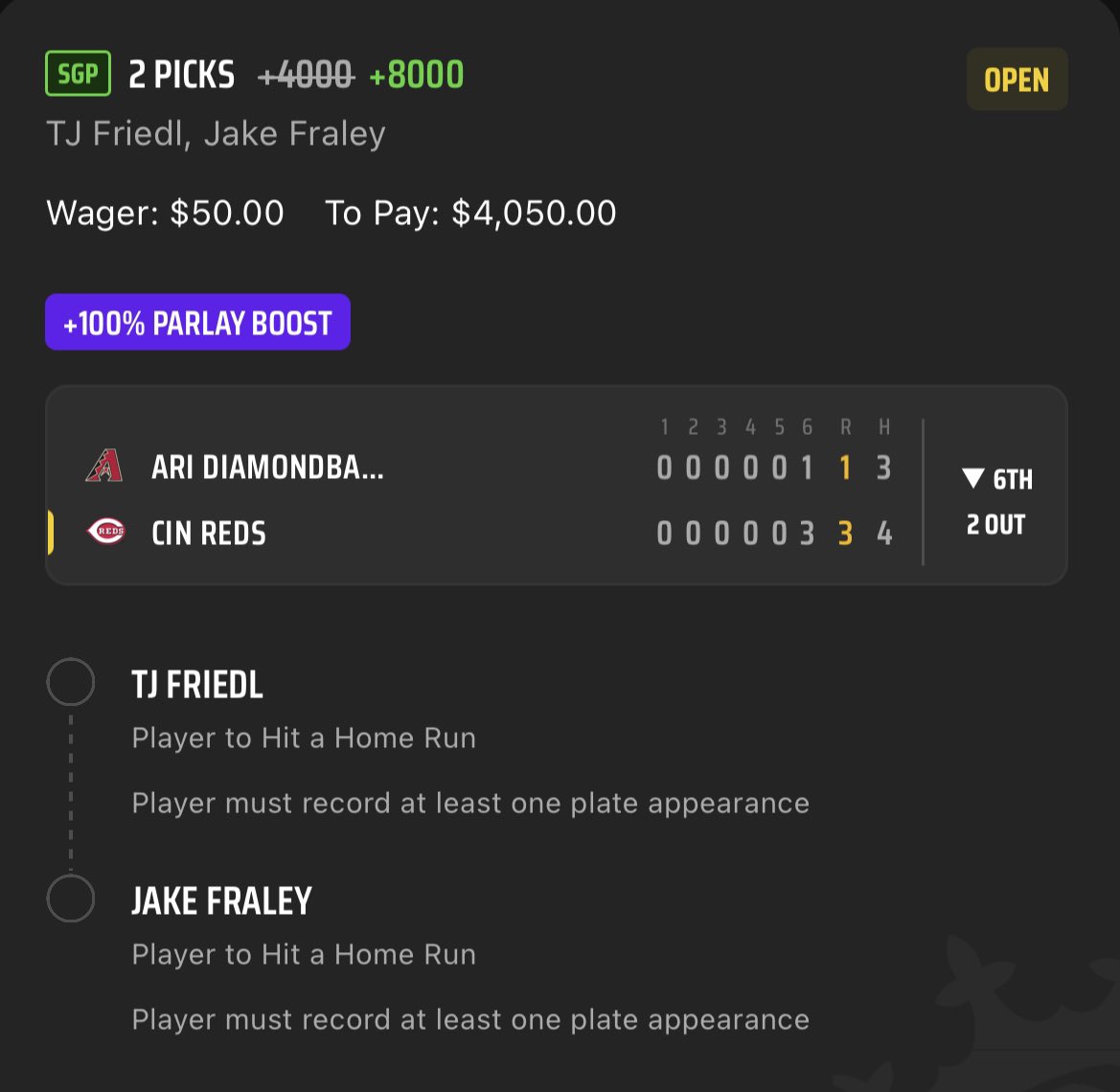 This one feels good man. Had a great read on this game and the hitters delivered. +8000 BOMB 💣 

Love y’all, lets do a giveaway! $50 to 4 people who like and retweet this! ❤️ 

For more bangers just like this, join the best team around

whop.com/beat-the-books/