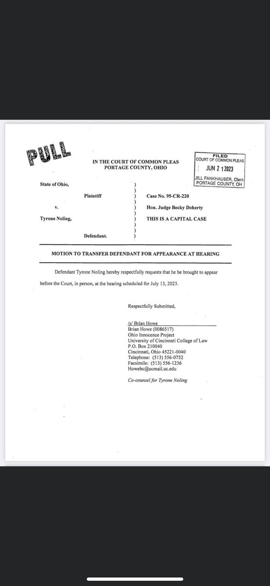 FreeTyNoling's tweet photo. Tyrone finally received good news! He was granted his forensic document examiner access to his files after years of delay from Portage County! Tyrone’s presence was not waived at this hearing it was denied by the same judge in June. He had a right to be present for this. https://t.co/oPP2W7CR9M