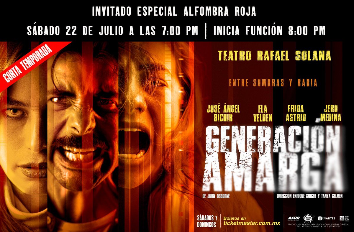 CineSpoilersMex's tweet image. Hoy es la alfombra roja de #GeneracionAmarga y nuestros Cinespoilers, son los invitados especiales 

Gana tus PASES DOBLES 

✅Da RT y Fav 
✅Escribe tu nombre completo 

🎭La función es hoy a las 20:00 hrs en el Teatro Rafael Solana