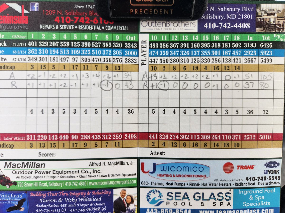 henrypfunkera's tweet photo. Gf decided to say "did you see your score?!" in the middle of #16.  Yes.  I did.  Thanks for jinxing it 😆 https://t.co/AMqxjDecw4