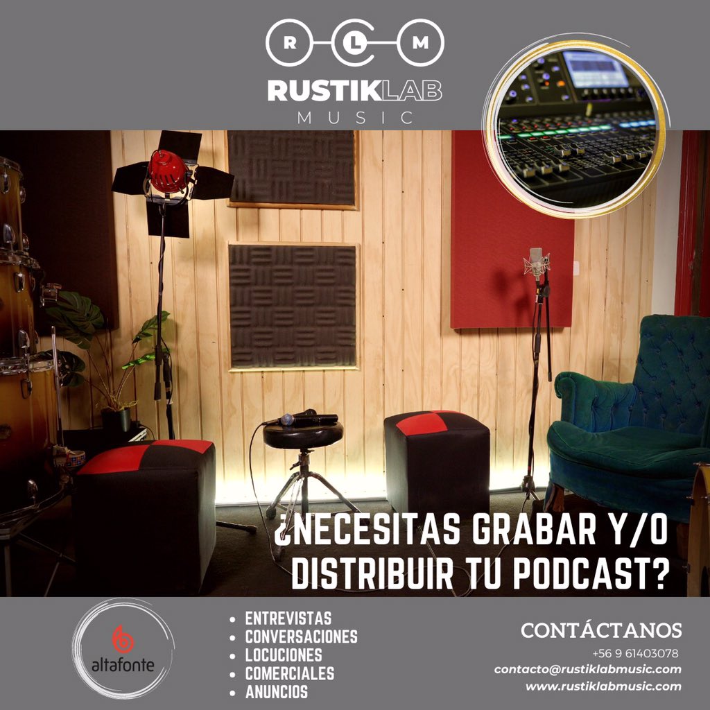 🎙 Haces Podcasts?, quieres grabar y monetizar? 💰
•
En nuestro estudio tenemos todo para la realización y distribución de Podcasts, Entrevistas, Programas, Anuncios, Locuciones, etc.
•
Ven a conocernos o escríbenos y conversemos de tu proyecto.

#podcast #entrevistas
