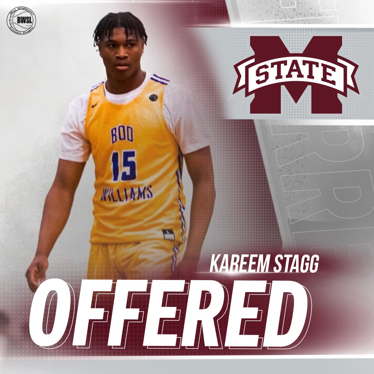 BooWilliamsAAU's tweet photo. 2025 Kareem Stagg receives an offer from Mississippi State University.
🗣️BwslBasketball #bwslmade #EYBL2023 #nike #nikebasketball #provenground #bringyourgame https://t.co/m1XJa0DMhy