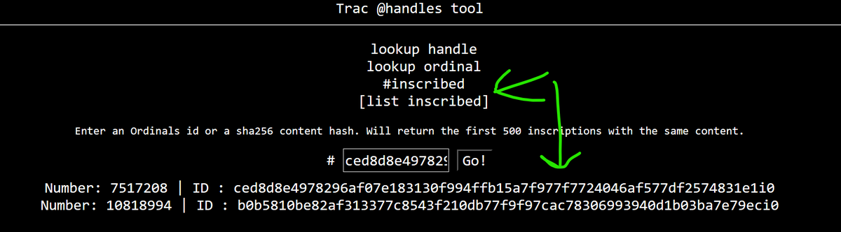 TracNetwork's tweet image. To check for #handles duplicates and to make sure you are not buying an invalid one, you may use the "list inscribed" option on trac.network/handles/ #btc #Ordinals
