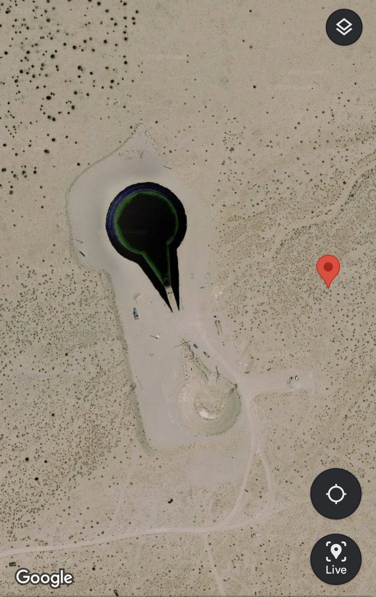 So, I've been watching this anomoly in Google maps for a couple of weeks. Right outside Area 51 actually. Here are some variations I've observed... #area51 #dalle #ai https://t.co/yKmzsqNTLr