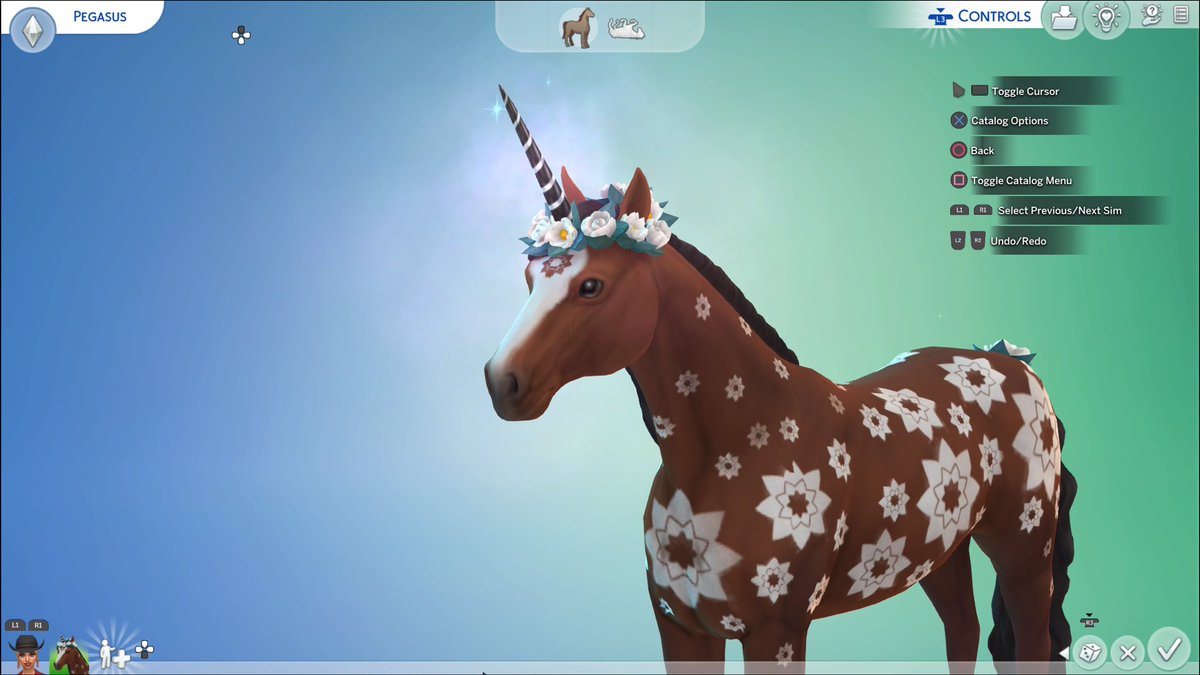 AlchemysticSims's tweet photo. My first time ever making a horse!! What do yβall think? #TheSims4HorseRanch #thesims4console #consoleplayer #consolesimmer #thesims4cas #Sims4HorseRanch #unicorn #sims4unicorn https://t.co/fUV2VVahZF