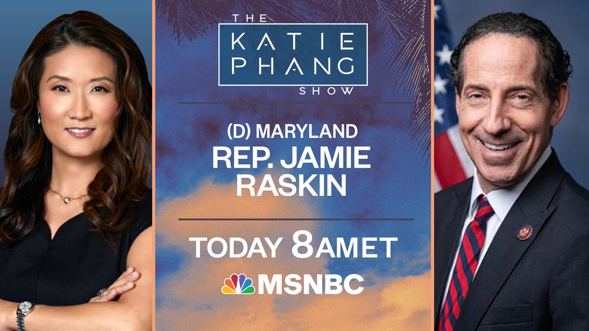 TODAY: @KatiePhang will speak with former House lead impeachment manager @RepRaskin about how the Jan. 6th Select Committee's report spurred momentum in the DOJ's investigation into Trump's alleged 2020 election interference. Tune in at 8am ET on @MSNBC https://t.co/SI7MCVgbaI