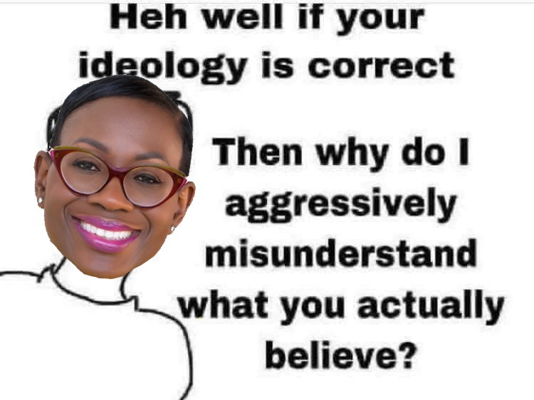 <a href="/ninaturner/">Nina Turner</a> Apparently you decided to embrace the meme.

Let me know when you're ready to have an actual discussion about what libertarians think.