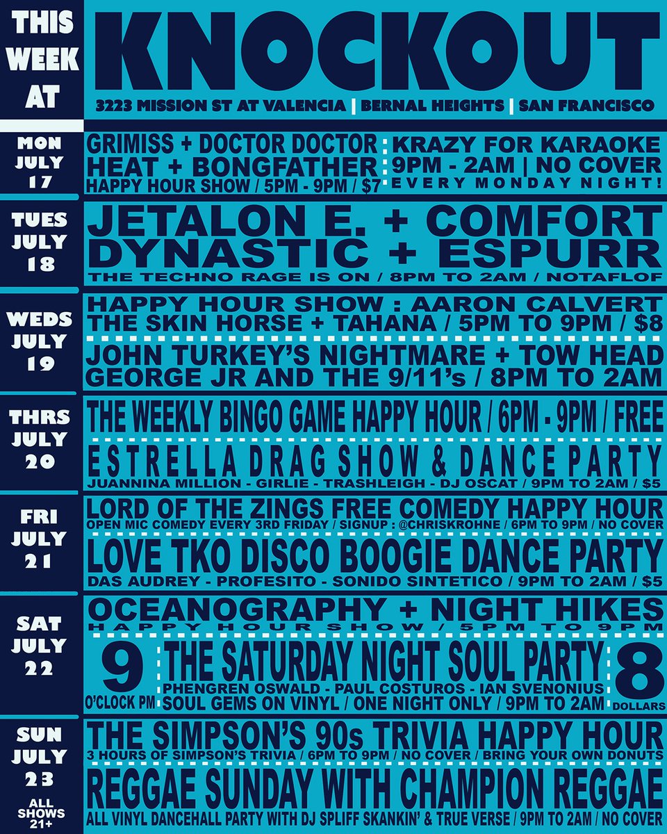 knockoutsf's tweet image. HAPPY HOUR ROCK N' ROLL PARTY TODAY AND THE SATURDAY NIGHT SOUL PARTY TONIGHT AT THE KNOCKOUT • GRAB YER MONEY BELT AND YOUR SHINY DANCING SHOES AND MAYBE A LIGHT COAT AND LET THE GOOD TIMES ROLL! instagram.com/theknockoutsf/