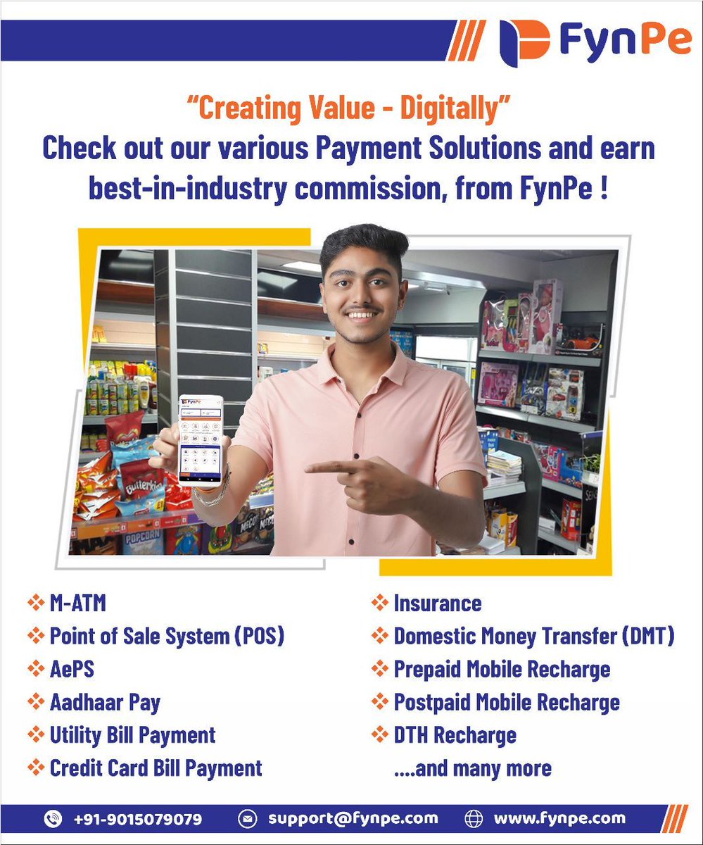 fynpe_payments's tweet image. Avail of the best-in-class services and earn best-in-industry commission, only with FynPe! Call us to know more. #fynpe #aeps #DMT #moneytransfer #mobilerecharge #DTH
