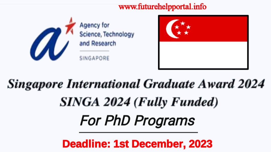 You can check details about this Singapore Scholarship at 👇🏻
futurehelpportal.info/2023/07/singap…

#scholarship #opportunities #education #studyabroad #StudyVisa #FutureHelpPortal #PHD #singapore #studyinsingapore #singaporeuniversity #scholarships2024 #singa #singaporeeducation