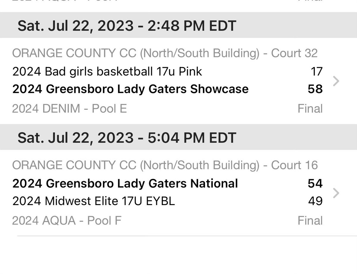 LadyGatersBB's tweet photo. Lady Gaters National and Showcase teams get big pool play wins today in Orlando! Keep up the good work ladies! College coaches take notice!! 👀👀 https://t.co/RcY6rbQKLS