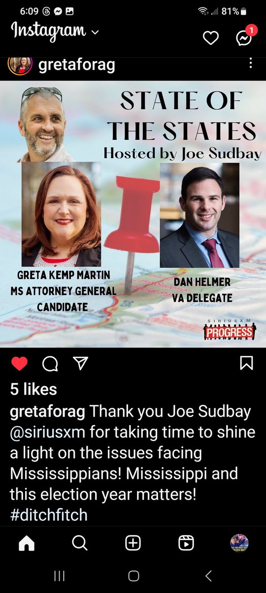 OBAMA4ME2's tweet photo. #TheStates hosted by #JoeSudbay #SXMProgress featured #GretaKempMartin &amp; discussed the issues facing Mississippians #Mississippi &amp; this election year 11/7/23 matters!
#gretaforag #election2023 #gretakempmartin #gretaformississippi #ag2023 #AttorneyGeneral #dobetterformississippi https://t.co/tQenKg8vFO