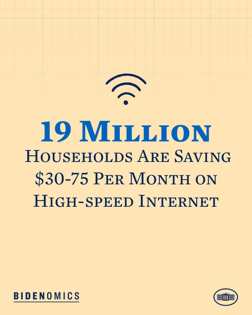 We’re working with internet service providers to bring down prices for Americans struggling with payments.

It's called the Affordable Connectivity Program, and right now, it’s helping 19 million families.

GetInternet.gov.
