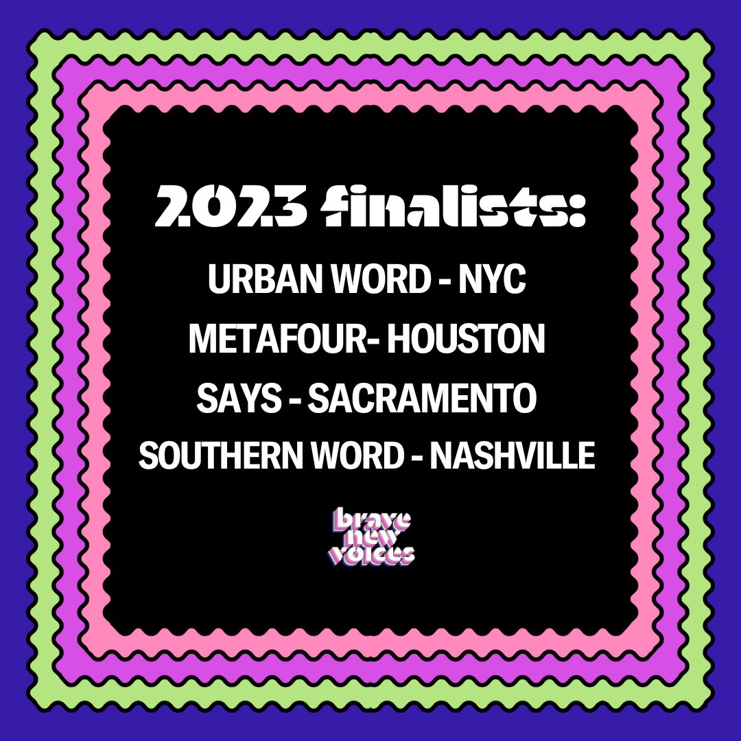 Brave New Voices FINALS Tonight! <a href="/meta4houston/">Meta-Four Houston</a> <a href="/urbanwordnyc/">Urban Word</a> <a href="/SouthernWord/">Southern Word</a> #SAYS <a href="/bravenewvoices/">Brave New Voices</a> <a href="/youthspeaks/">youthspeaks</a> #BNV23 #IntoLight
