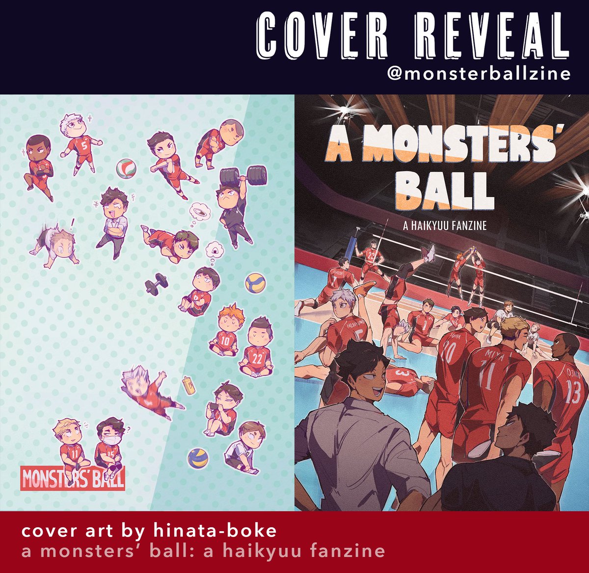 monsterballzine's tweet photo. COVER REVEAL for A Monsters’ Ball: a Haikyuu National Team Zine by our amazing artist @/hinata-boke! Preorders for the zine open tomorrow 🏆 🏐 ✨

#Haikyuu #HaikyuuZine #Zine #Hq https://t.co/Qp42fFDmMF
