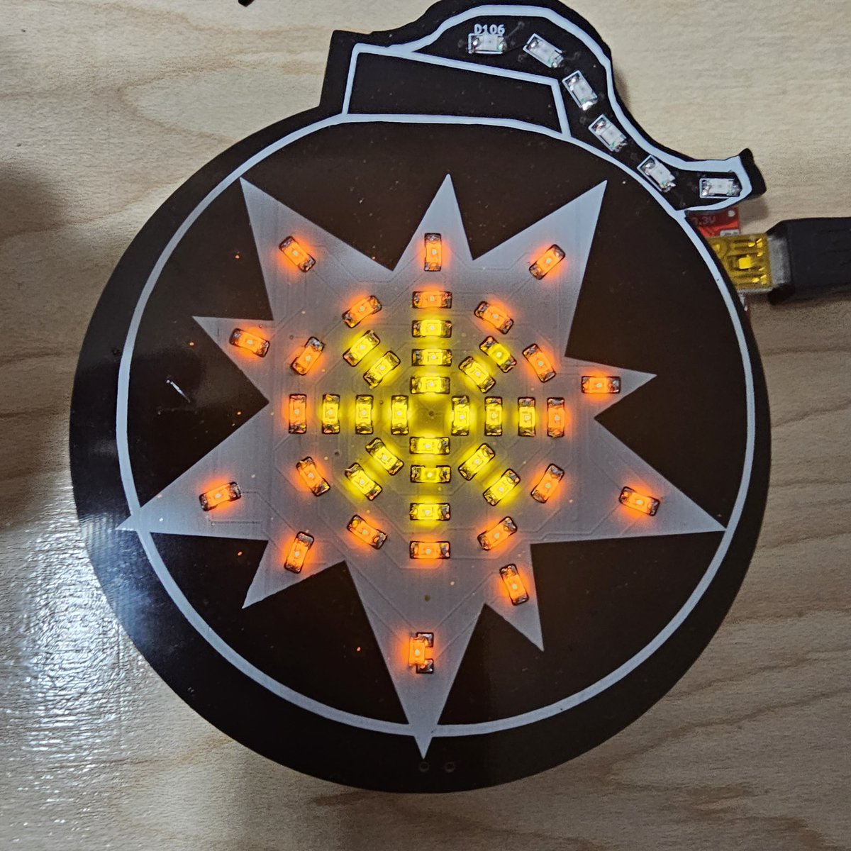 Me and <a href="/beckm0/">beckm0</a> made our first badge this year! It's an SAO and turned out awesome.  Not for sale but we will be making some interactive badges next year that will be for sale.  #badgelife #Defcon31