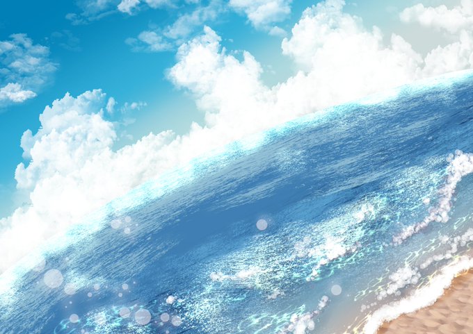 「cloudy sky waves」 illustration images(Latest)