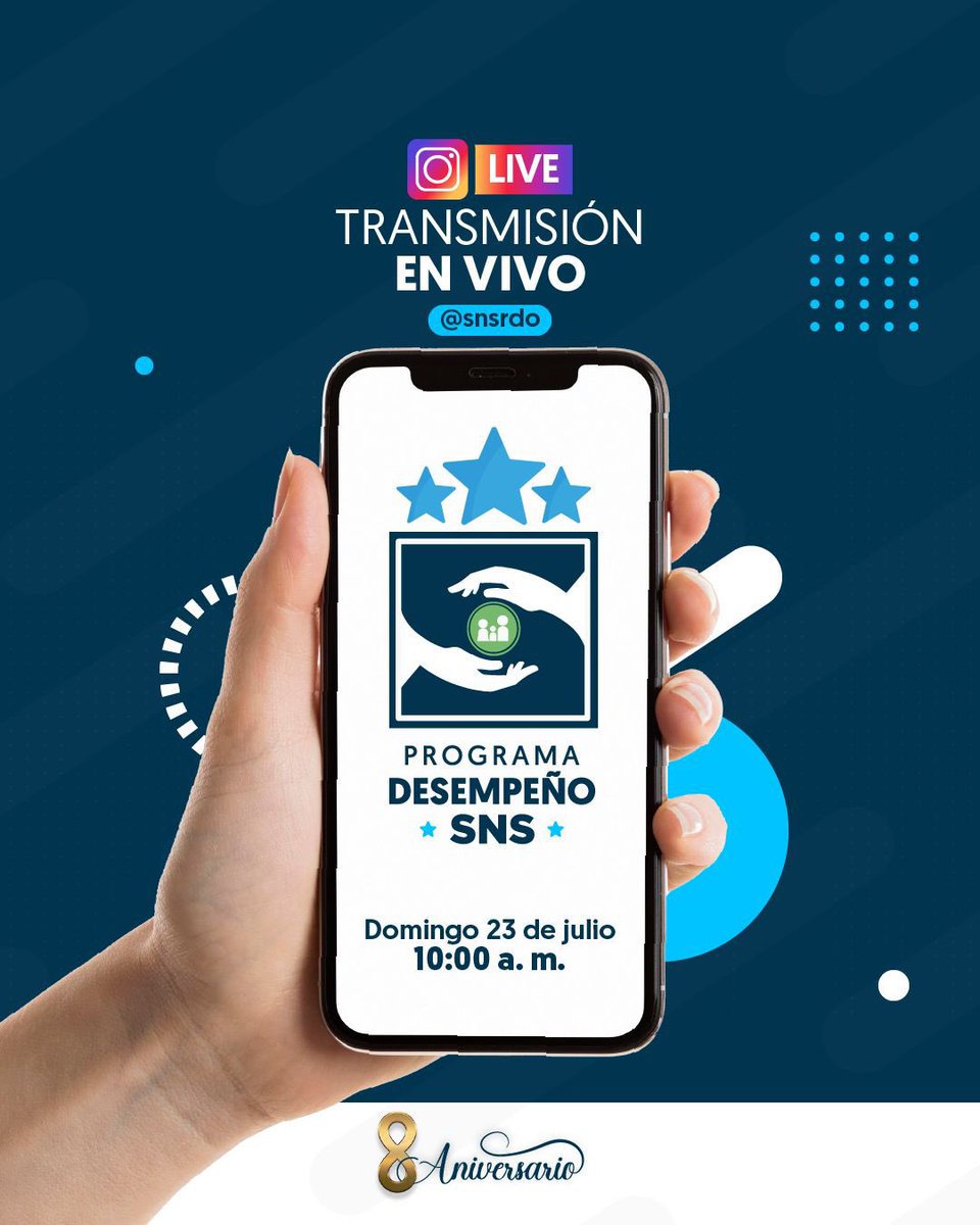 CRISTIANLMF's tweet photo. Excelente! @SNSRDO 🙌

⏰Activa tu alarma para sintonizar la transmisión en vivo de los premios del Programa de #DesempeñoSNS2023. 
En este #8voAniversarioSNS
 celebramos que en salud #EstamosCambiando. 
#SNSAvanza @luisabinader @RaquelPenaVice @drmariolama https://t.co/17w3WMwlMb