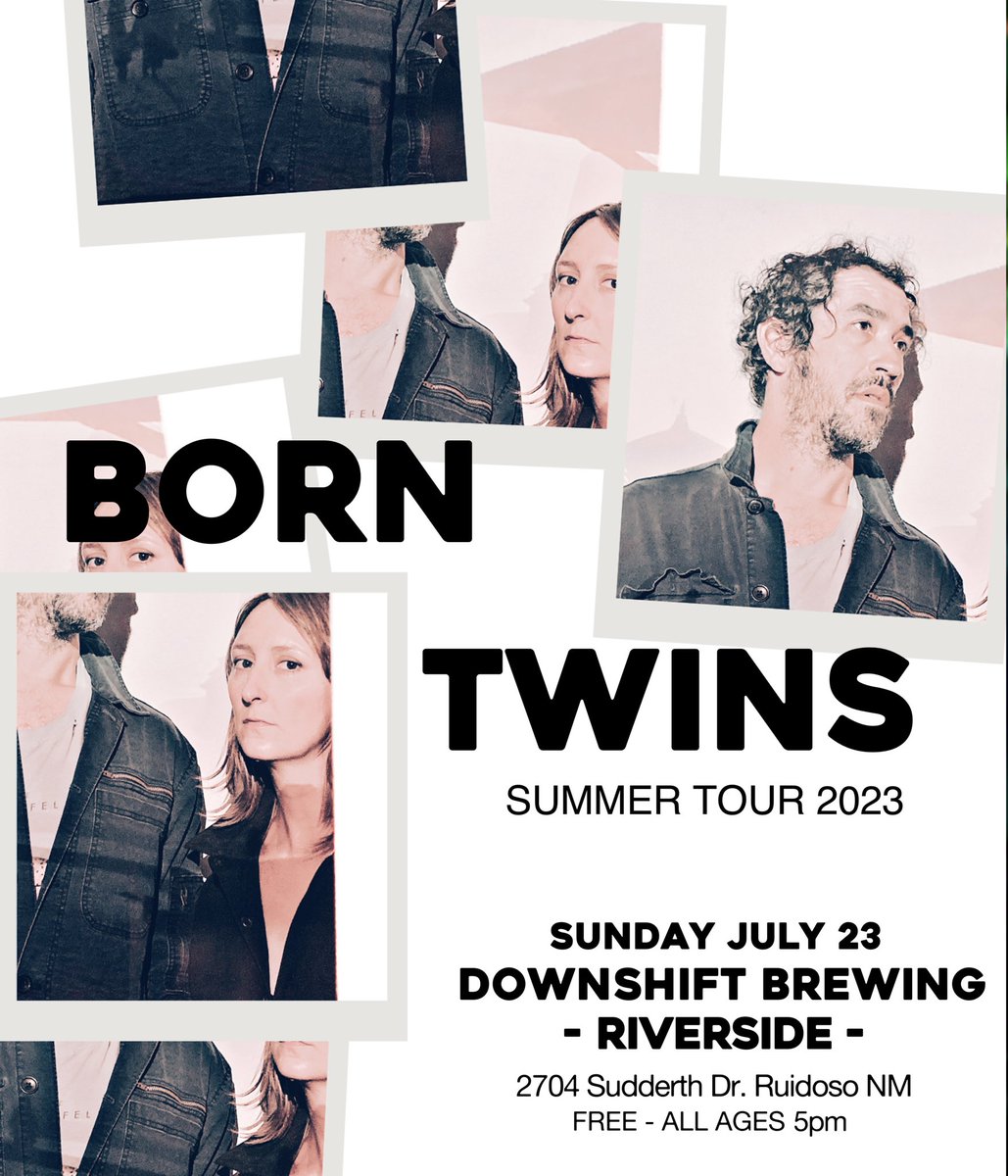 borntwinsmusic's tweet photo. Updated tour poster below! Hitting up #downshiftbrewingco in ruidoso tmro then on to #phoenix AZ at the #egyptianmotorhotel for a FREE matinee set #ontour #indieband #newmexicomusic #arizonamusicscene https://t.co/8vvBHa1Ty8
