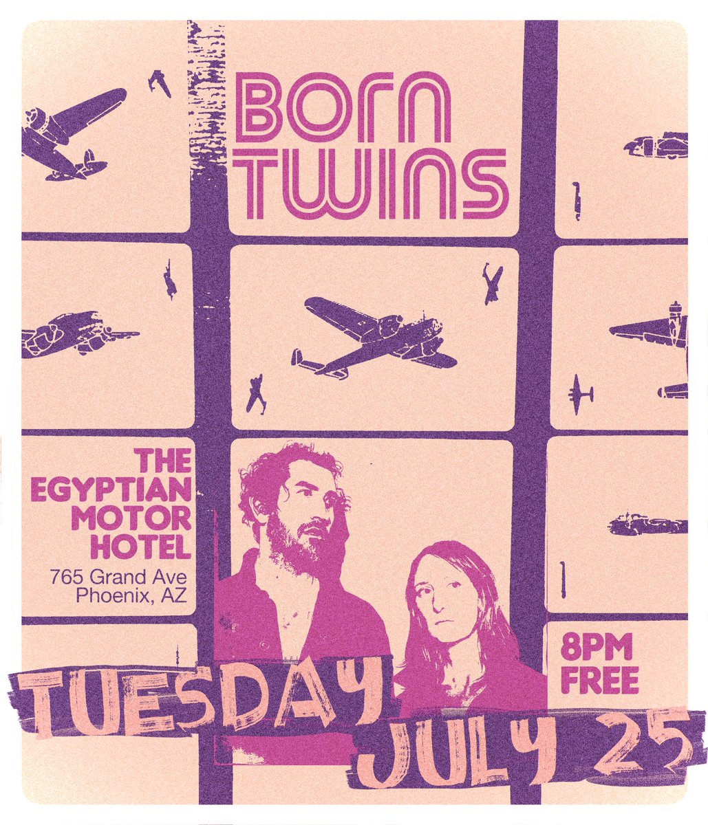 borntwinsmusic's tweet photo. Updated tour poster below! Hitting up #downshiftbrewingco in ruidoso tmro then on to #phoenix AZ at the #egyptianmotorhotel for a FREE matinee set #ontour #indieband #newmexicomusic #arizonamusicscene https://t.co/8vvBHa1Ty8