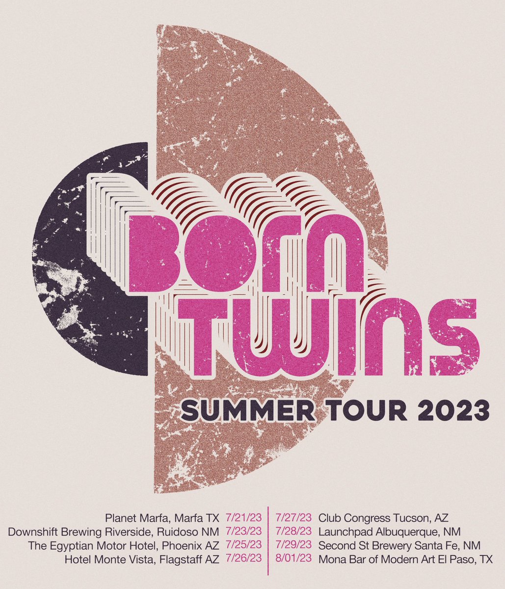 borntwinsmusic's tweet photo. Updated tour poster below! Hitting up #downshiftbrewingco in ruidoso tmro then on to #phoenix AZ at the #egyptianmotorhotel for a FREE matinee set #ontour #indieband #newmexicomusic #arizonamusicscene https://t.co/8vvBHa1Ty8