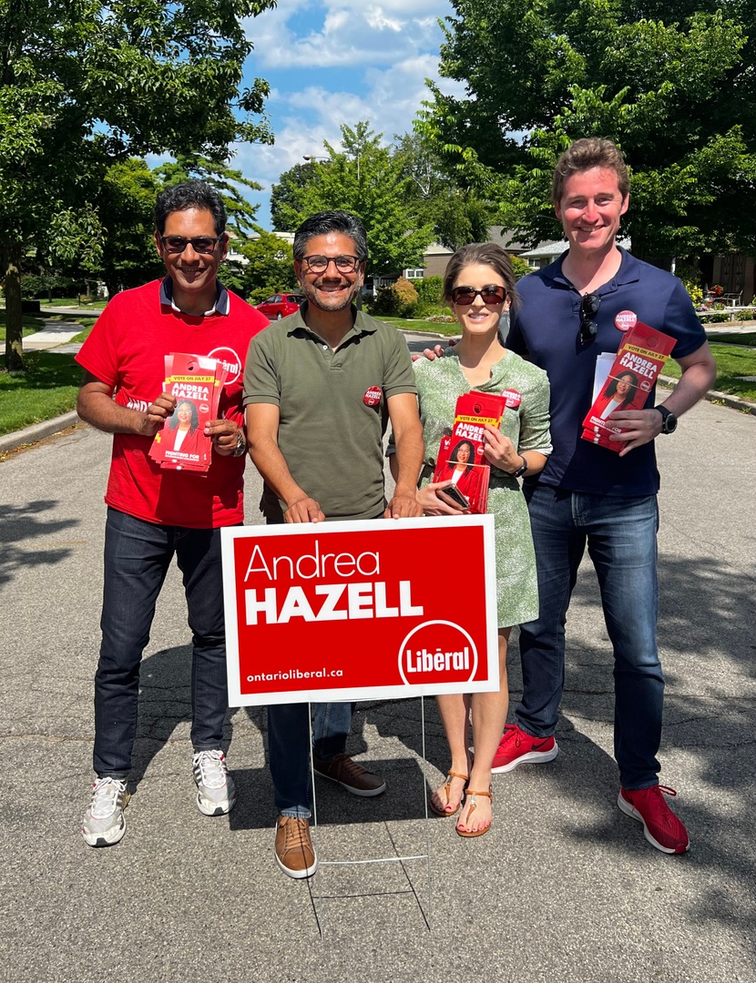YasirNaqviCDN's tweet photo. Out #KnockingDoors for @AndreaHazelll with my good friends @Yvan_Baker &amp; @ASimardL — no better way to spend a Saturday!

There is a great momentum in #ScarboroughGuildwood and the voters are ready to send Doug Ford a message on July 27. 

Let’s win this! https://t.co/NziGuBWBip