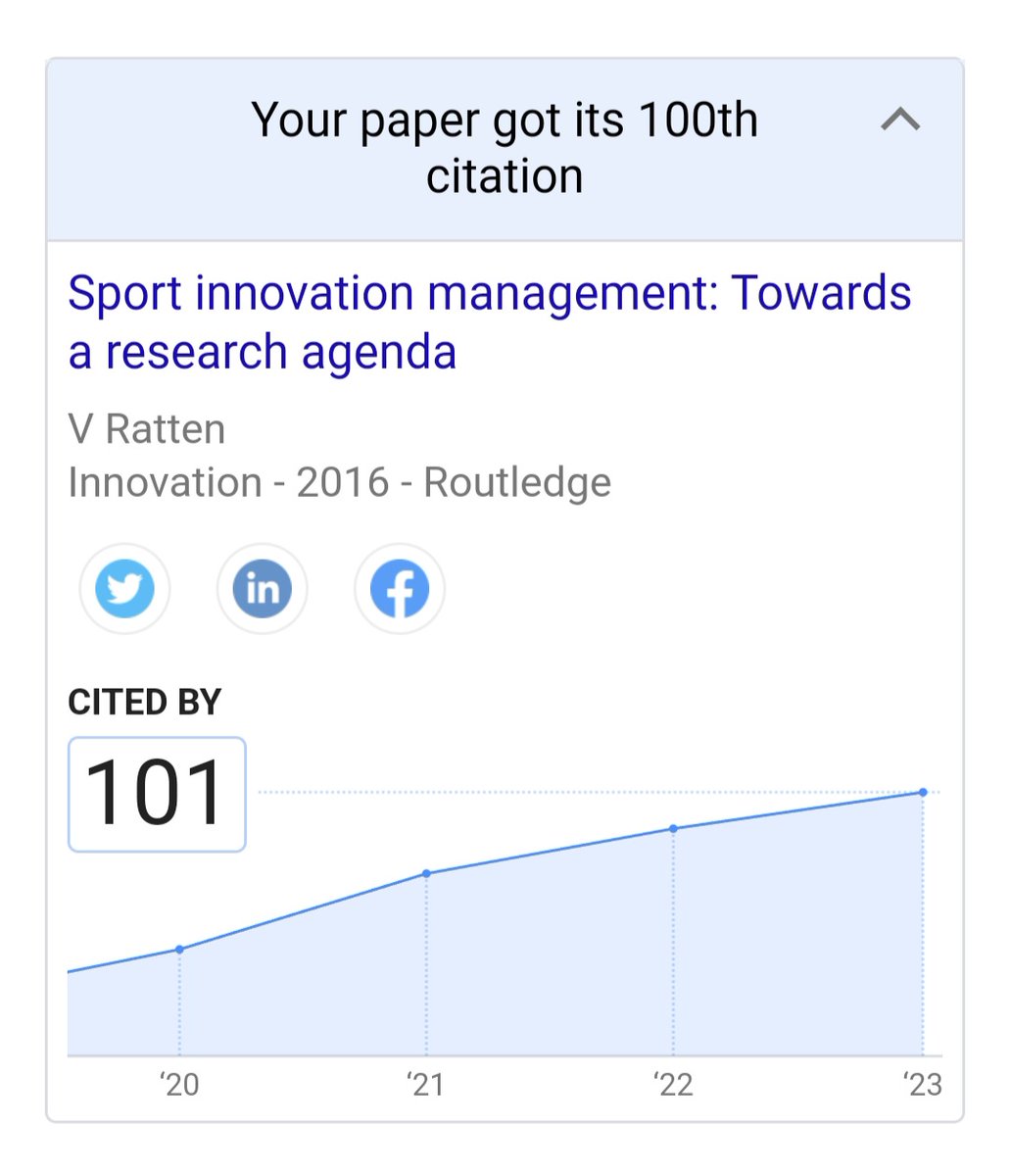 100th citation! 
Sport innovation management: towards a research agenda
💟
doi.org/10.1080/144793…
#sport #innova