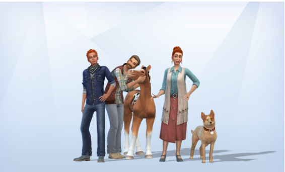 Sims4Sarah's tweet photo. I just uploaded the Dustfarmer family to #TheSims4 Gallery.  They are 447-449 of my #AllTheHair series where I use all the game hairstyles. Also, I hate the tiny group gallery shots we have now. #HorseRanch #Sims4HorseRanch https://t.co/4rQzDxvEDj