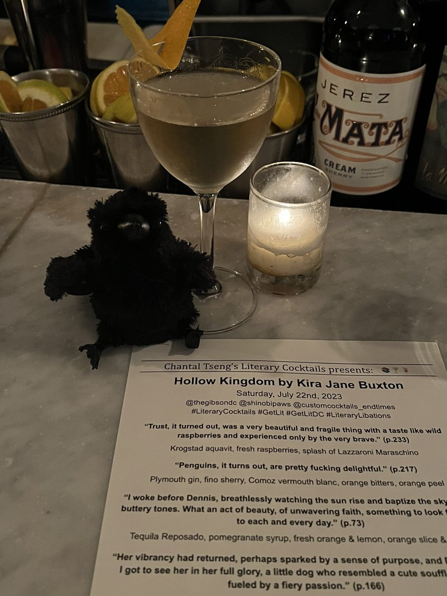 Literary cocktails with the inestimable <a href="/ShinobiPaws/">Chantal Tseng</a>, inspired by <a href="/KiraJaneWrites/">Kira Jane Buxton</a>.

And accompanied by a stuffed crow.