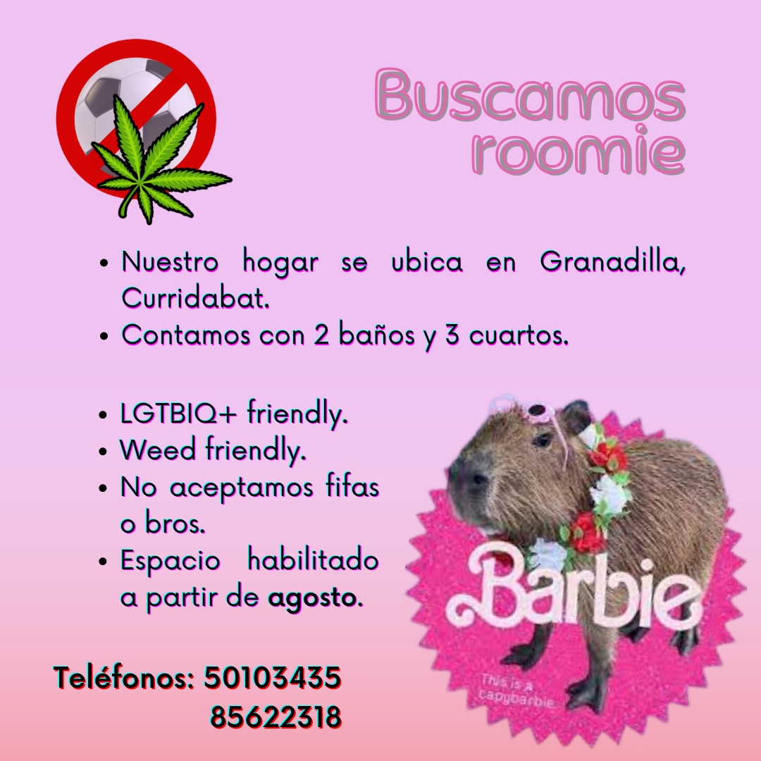 Holaa, buscamos roomie porque desocupo un cuarto este mes por la maestría. 

RT por fis, les tqm.