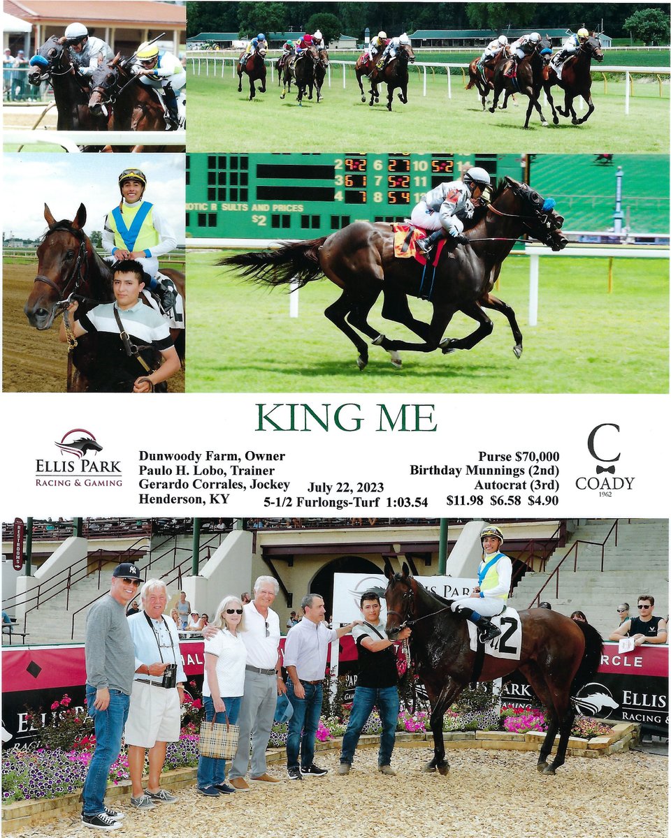 LaurienBerenson's tweet photo. So proud of King Me! It was a duel from gate to wire, but he gutted it out for the win @EllisParkRacing . 3yo by #TheFactor @LanesEndFarms https://t.co/glN9kWZbLG