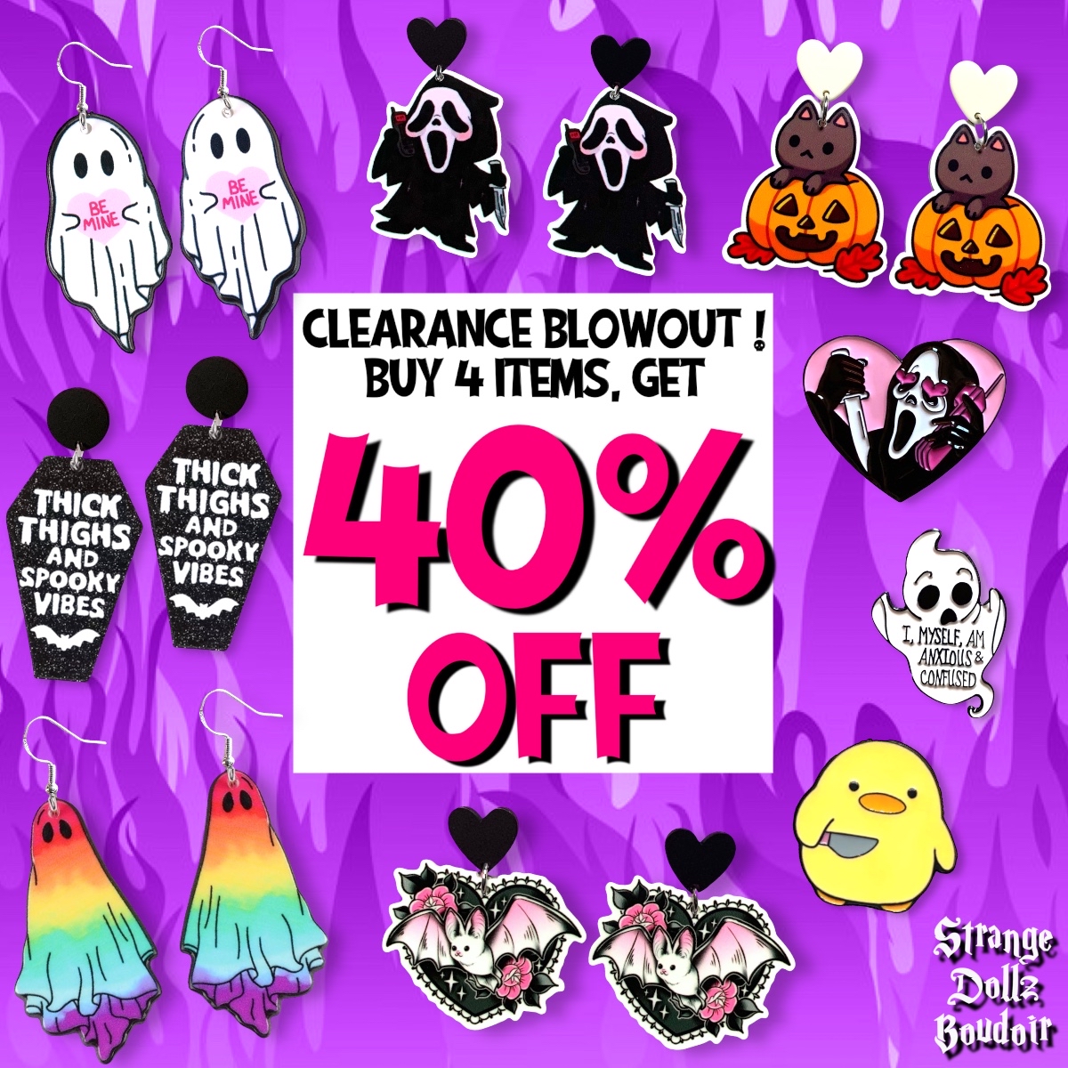 🔥 CLEARANCE BLOWOUT ! Buy 4 items = Get 40% off ! Visit our shop : strange-dollz-boudoir.myshopity.com - but be quick ! This deal ends TODAY at 00.00 !  #discount #clearance #summerdeal #discounts #pastelgoth #halloween #codeorange #kawaiigoth #halloweenshopping #summerween