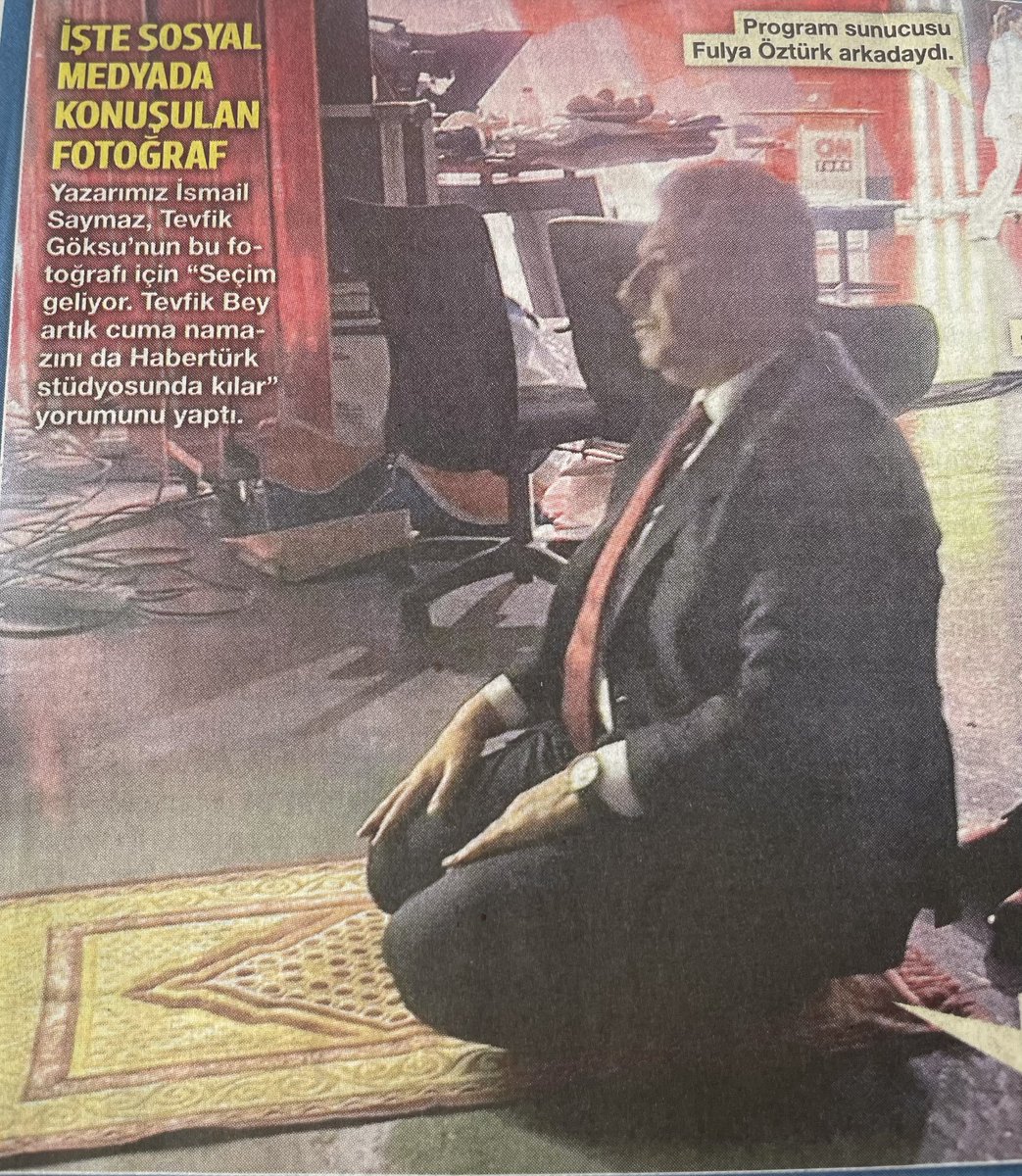 Allah’a değil seçmene kılınan namaz. Esenler belediye başkanı Tevfik Göksu , CNN Türk stüdyosunda namaz şovu yapıyor, fotoğraf çektirip servis ediyor. Allah’tan korkmuyor, kuldan utanmıyor. Sizin bu ülkeye karşı işlediğiniz günahları affettirecek bir namazın olduğunu