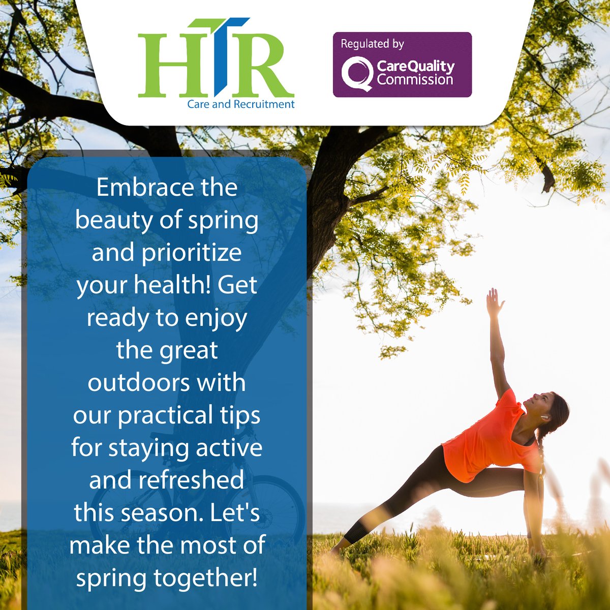 Embrace the beauty of spring and prioritize your health! Get ready to enjoy the great outdoors with our practical tips for staying active and refreshed this season. Let's make the most of spring together! 

#SpringWellness #HealthCare #HTRCare