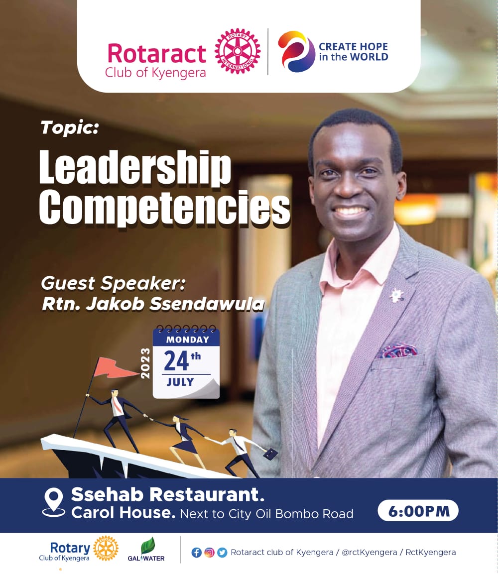 RctKyengera's tweet photo. Hello Hope creators,
We are privileged to announce that we will be hosting the distinguished @ssenda_ . This moment will present an opportunity for you to get to know  about leadership competencies as Hope creators for the Rotary year 2023/24
Your presence will make us proud💫 https://t.co/lfzmshDaSq